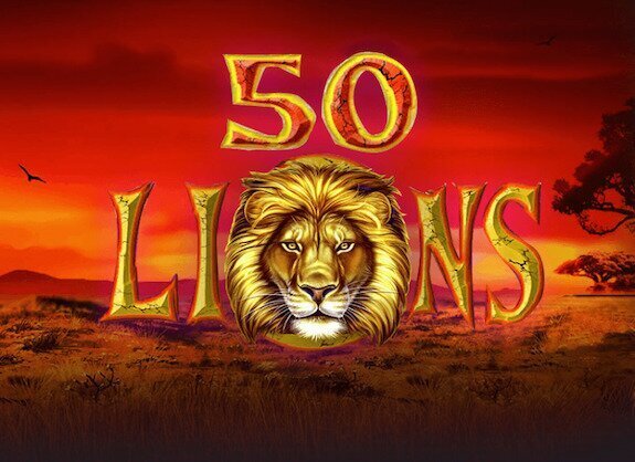 50 Lions logo with a grand lion image against a red backdrop.