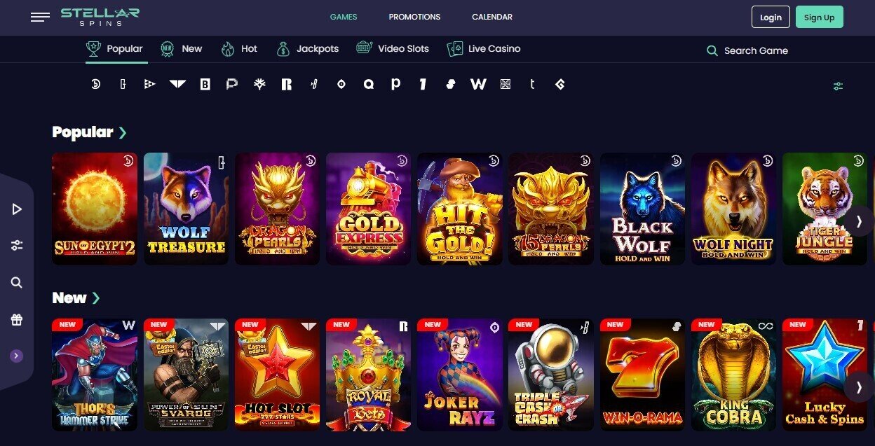 True to its name, Stellar Spins does indeed shine when it comes to pokies. Choose from over 3,000 options, ranging from classic styles to progressive jackpots, video slots, 3D slots, and more.