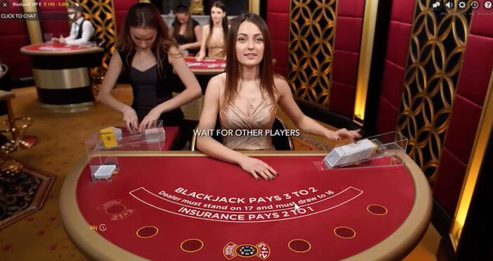 Visual of a live dealer blackjack table featuring the dealer