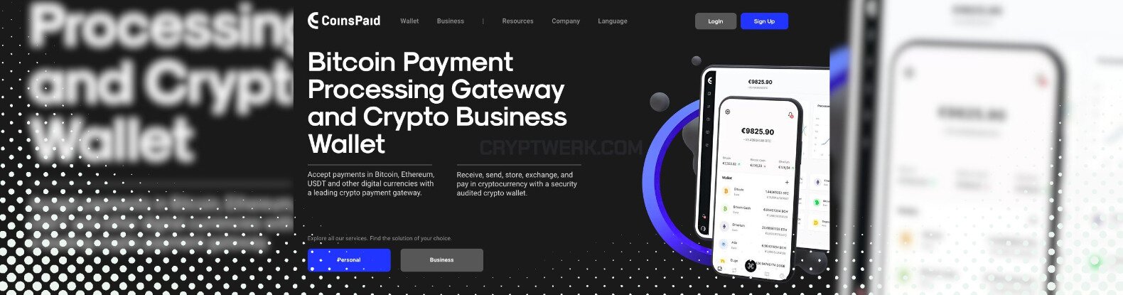 This is a capture of CoinsPaid's webpage, showing where to acquire their crypto wallet