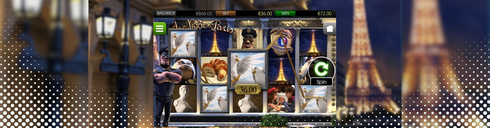 Image of A Night in Paris pokie by Betsoft