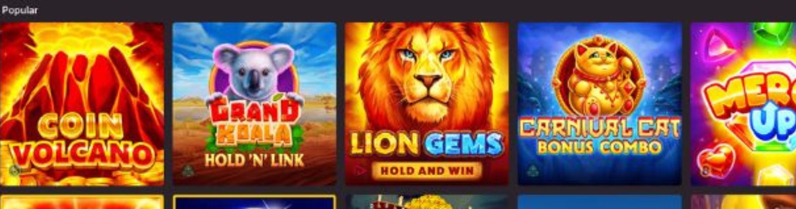 Wanted Win Casino features games designed with symbols like volcanoes, koalas, lions, and lucky cats.