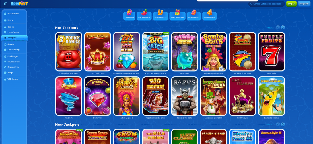 Spinfest Casino Jackpots