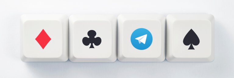 A quartet of pristine white keys showcasing diverse poker symbols alongside the Telegram app emblem.